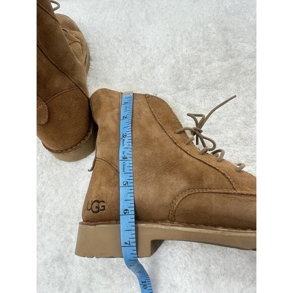 Ugg women's Quincy brown shearling lined boots size 8 Winter Warm Tie Fold Over - Picture 9 of 14